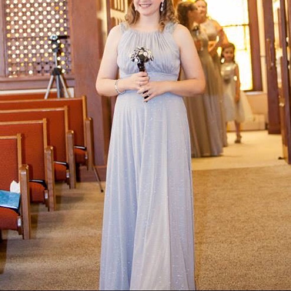 Silver Bridesmaids Dress with Beading - Picture 4 of 8